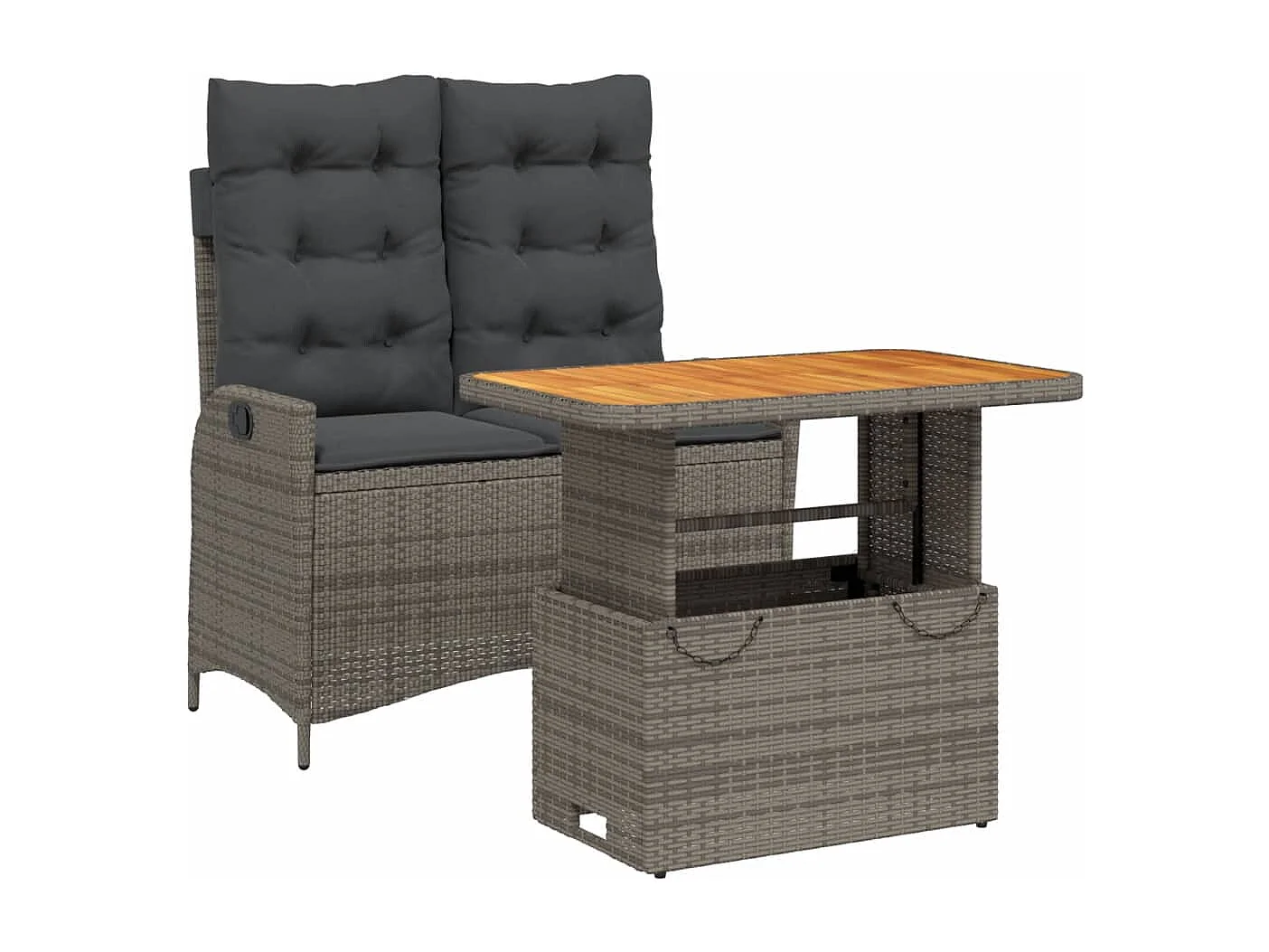 Myrvin  Ensemble à manger de jardin et coussins 2 pcs gris rotin