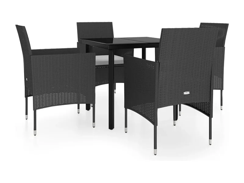 Hillsboro  Juego de comedor de jardín 5 piezas con cojines negro