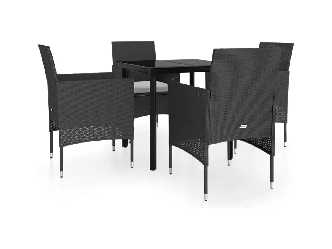 Hillsboro  Juego de comedor de jardín 5 piezas con cojines negro