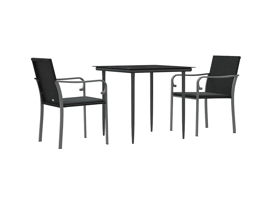 Tholen  Ensemble à manger de jardin 3 pcs coussins résine tressée acier