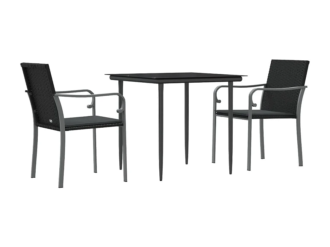 Tholen  Ensemble à manger de jardin 3 pcs coussins résine tressée acier