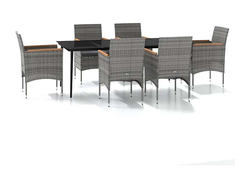 Frynjal  7-delige Tuinset met kussens grijs en zwart