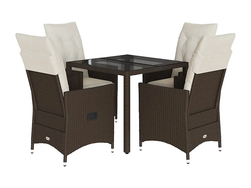 Alden  5-delige Tuinset met kussens poly rattan bruin