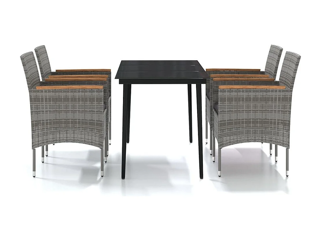 Frynjal  Ensemble à manger de jardin et coussins 5pcs Gris/noir