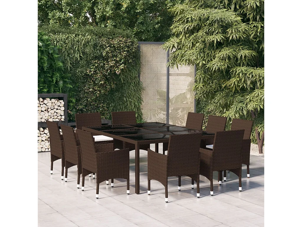 Havron  11-delige Tuinset poly rattan bruin