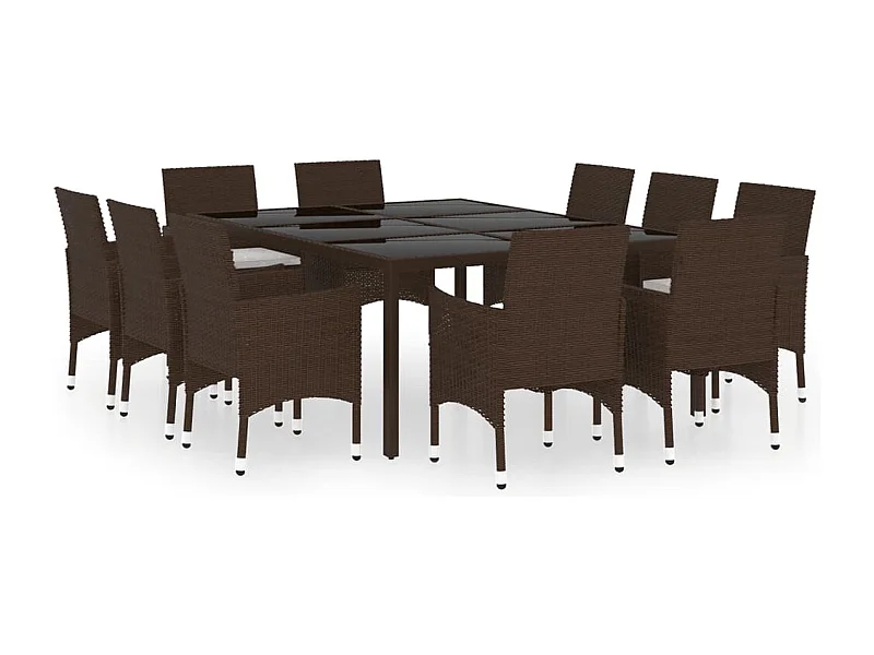 Havron  11-delige Tuinset poly rattan bruin