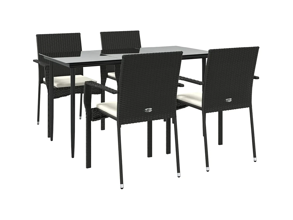 Albert  Ensemble à manger de jardin coussins 5pcs Noir Résine tressée