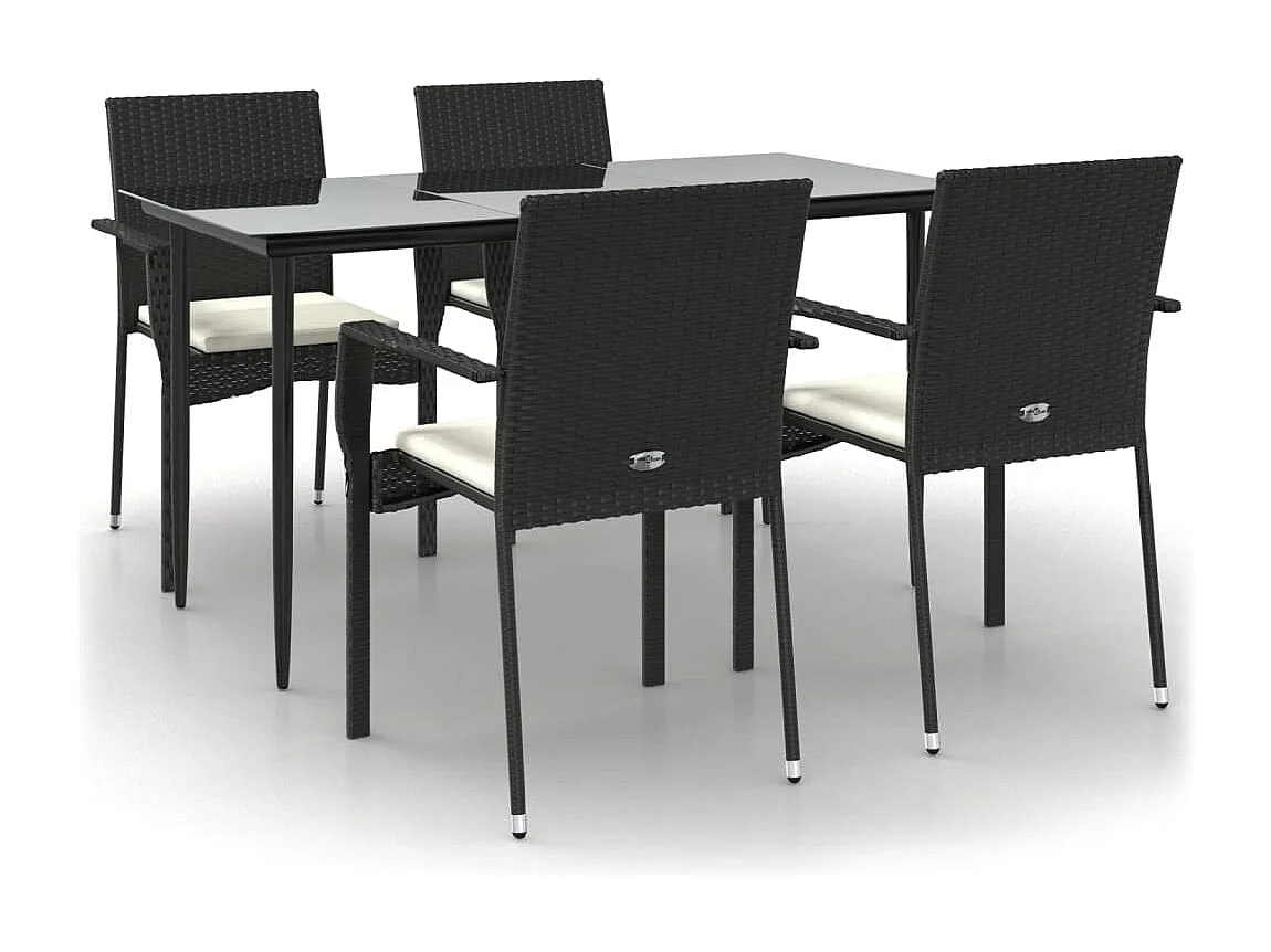 Albert  Ensemble à manger de jardin coussins 5pcs Noir Résine tressée