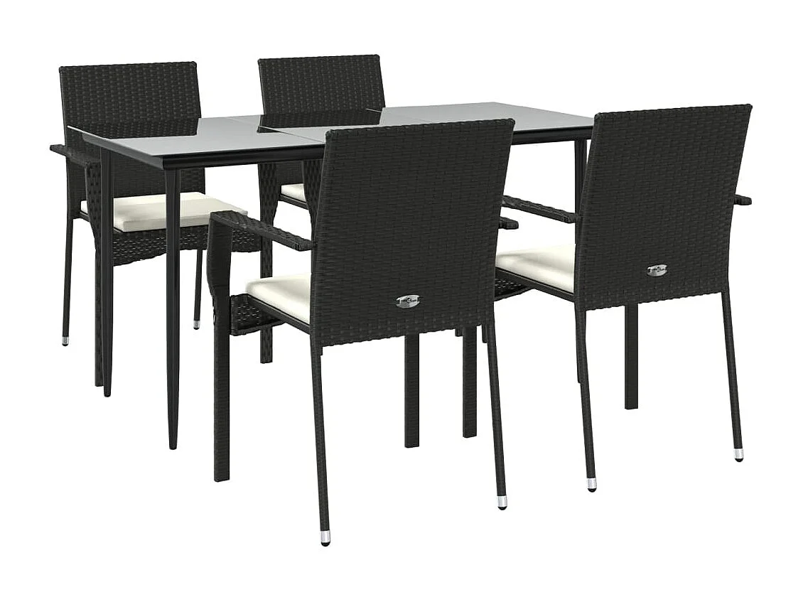 Albert  Ensemble à manger de jardin coussins 5pcs Noir Résine tressée