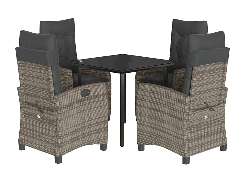 Wendral  Ensemble à manger de jardin 5 pcs coussins gris résine tressée