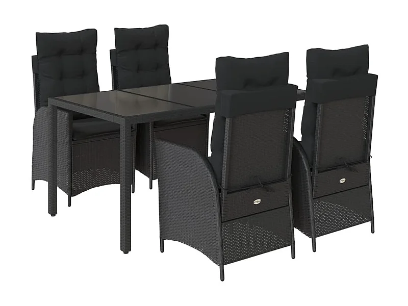 Chattanooga  5-delige Tuinset met kussens poly rattan zwart