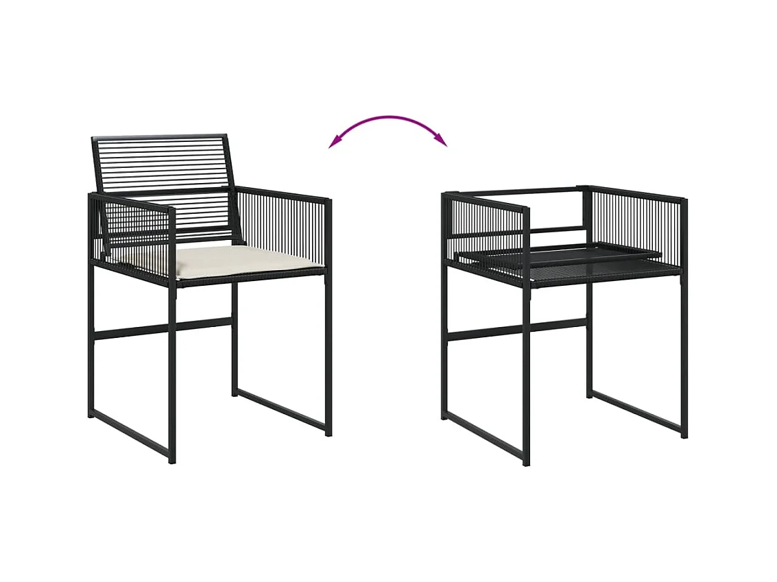 Ilver  Set de comedor de jardín 9 pzas y cojines ratán sintético negro