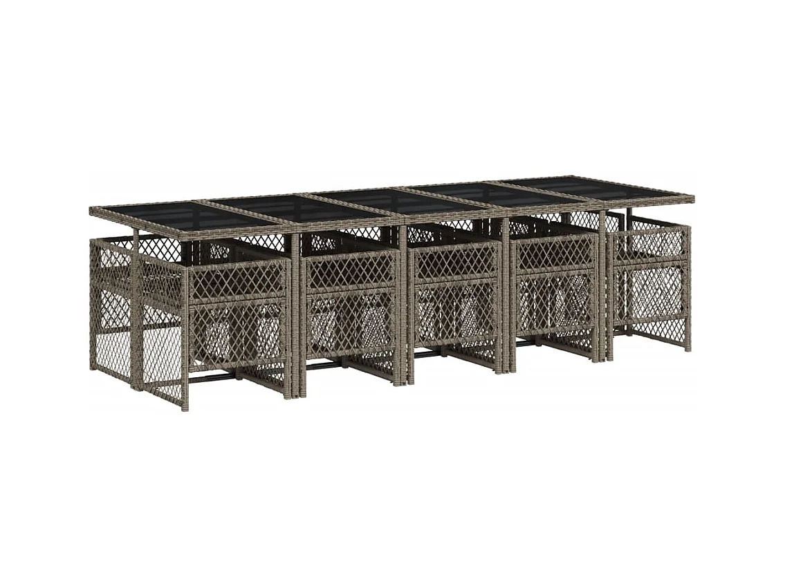 Connersville  11-delige Tuinset met kussens poly rattan grijs