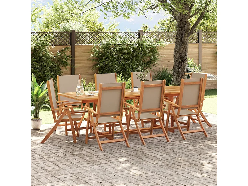 Bussum  9-delige Tuinset massief acaciahout en textileen