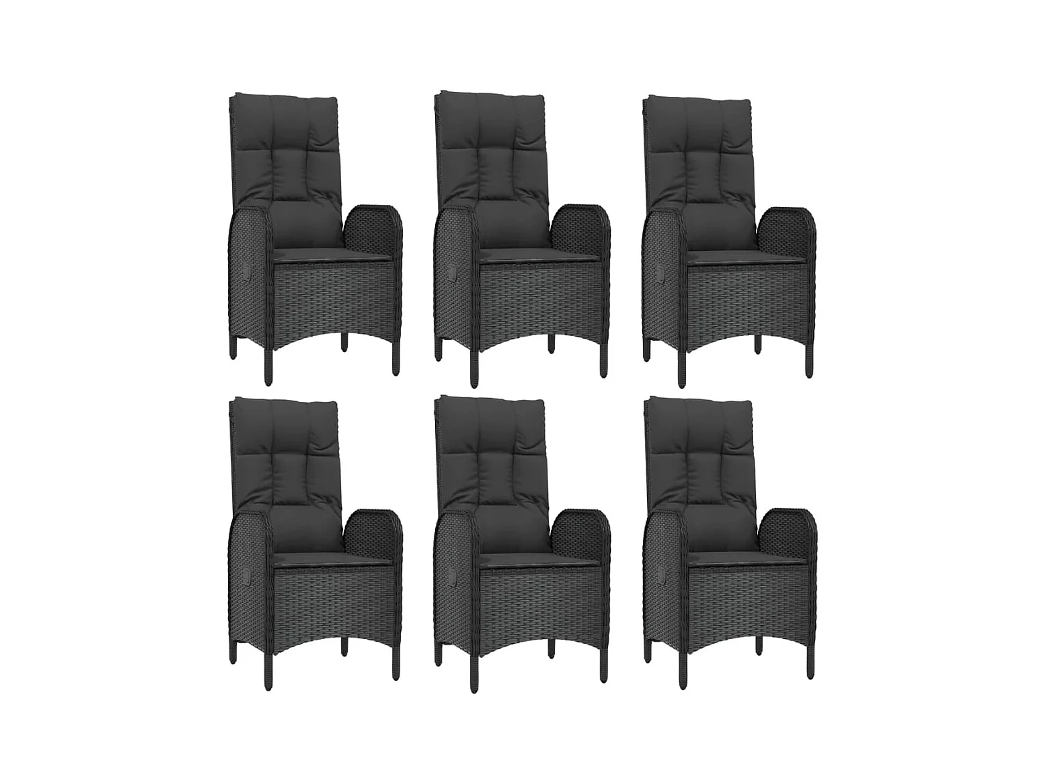 Lochem  7-delige Tuinset met kussens poly rattan zwart