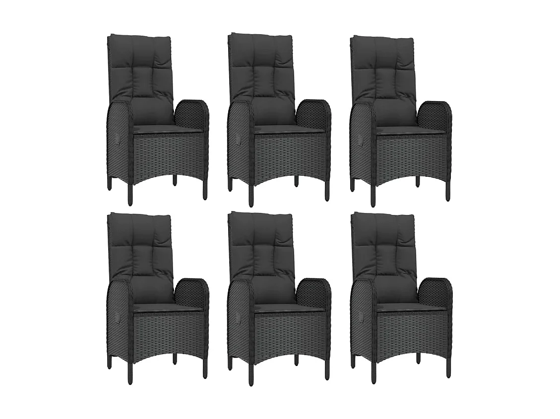 Lochem  7-delige Tuinset met kussens poly rattan zwart