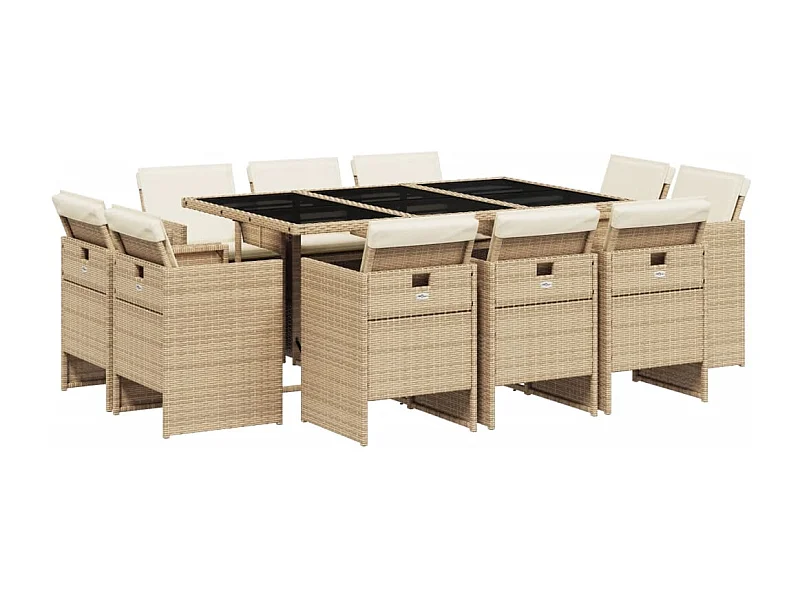 Jeroen  11-delige Tuinset met kussens poly rattan beige