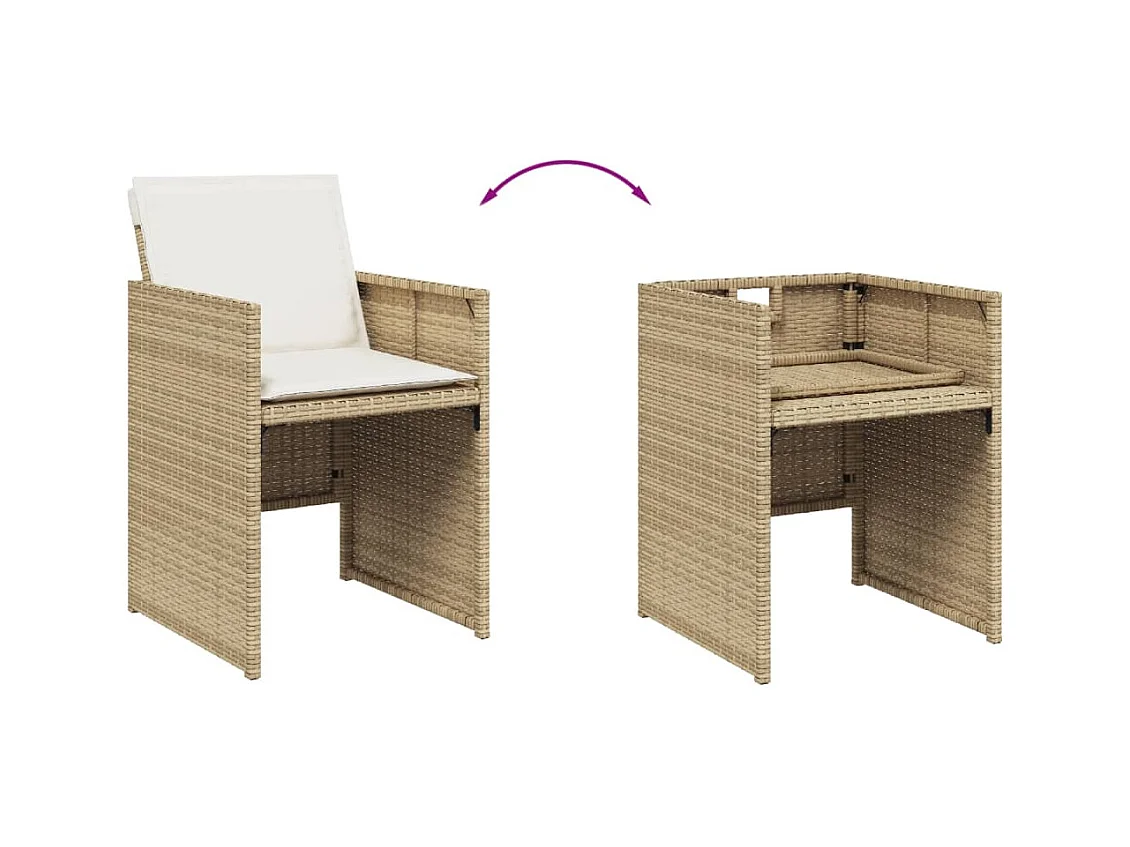 Jeroen  11-delige Tuinset met kussens poly rattan beige