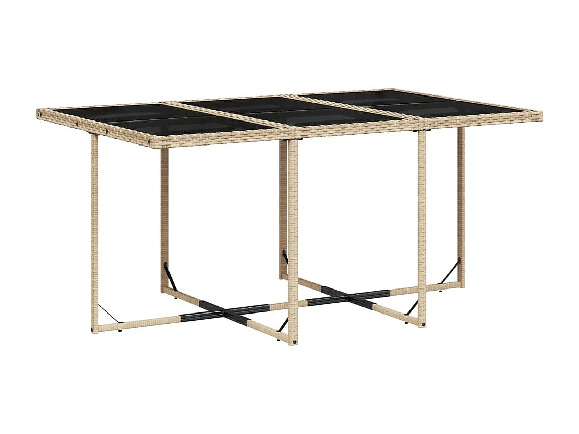 Jeroen  Ensemble à manger de jardin et coussins 11 pcs beige poly rotin