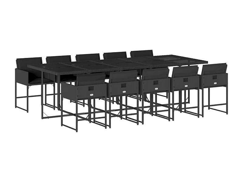 Sener  11-delige Tuinset met kussens poly rattan zwart