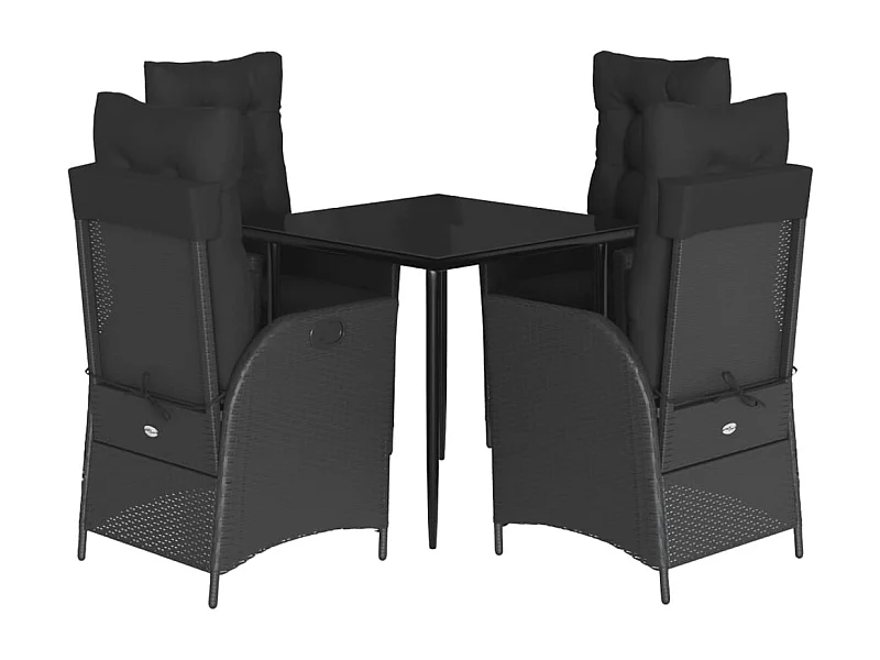 Garden Furniture -  5-delige Tuinset met kussens poly rattan zwart