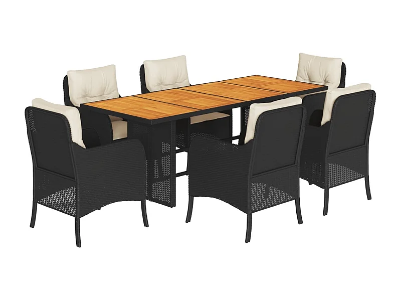 Karlyn  7-delige Tuinset met kussens poly rattan zwart