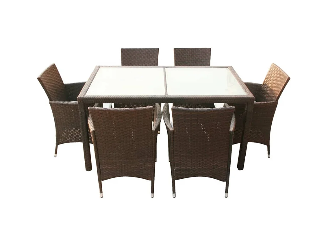 Fea  Ensemble à manger d'extérieur 7 pcs et coussins Résine tressée