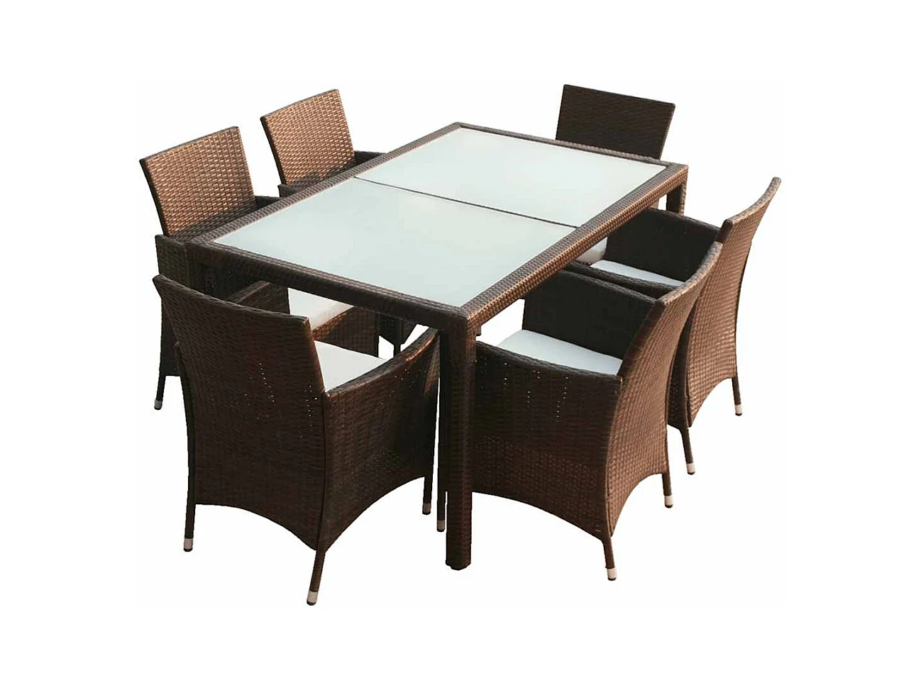 Fea  7-delige Tuinset met kussens poly rattan bruin