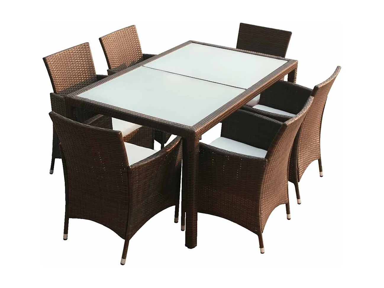 Fea  Ensemble à manger d'extérieur 7 pcs et coussins Résine tressée