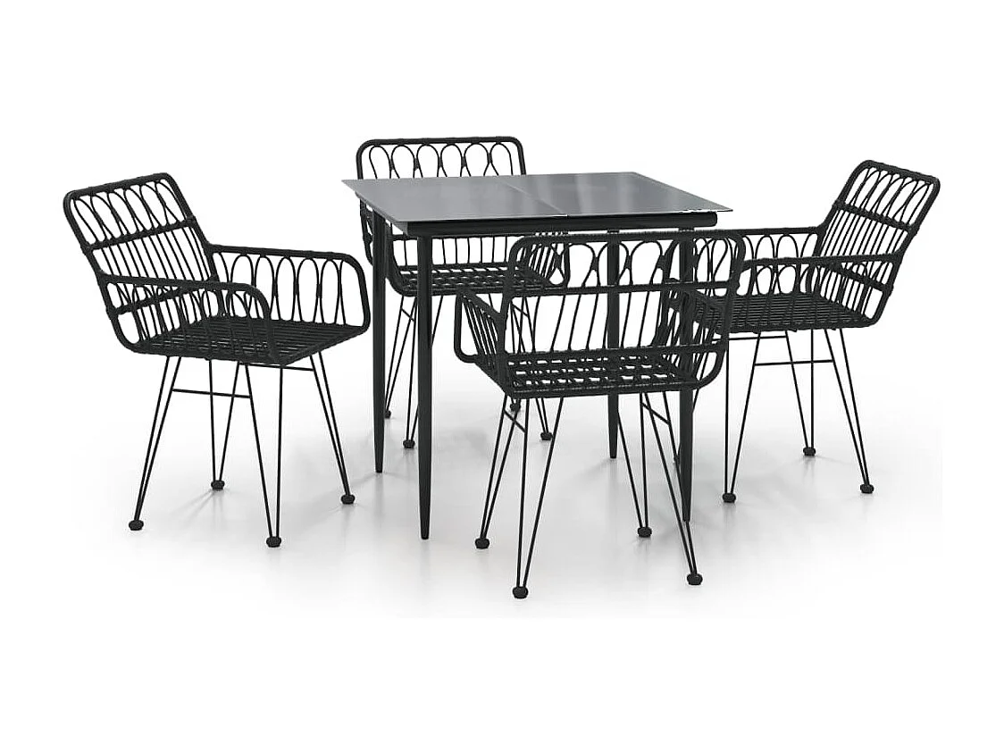 Arkadelphia  5-delige Tuinset poly rattan zwart