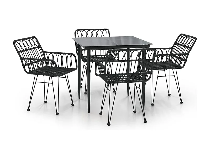 Arkadelphia  5-delige Tuinset poly rattan zwart