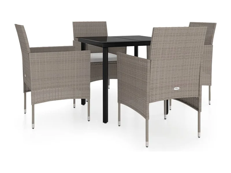 Hillsboro  5-delige Tuinset met kussens beige en zwart