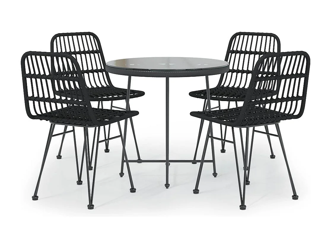 Geira  5-delige Tuinset poly rattan zwart