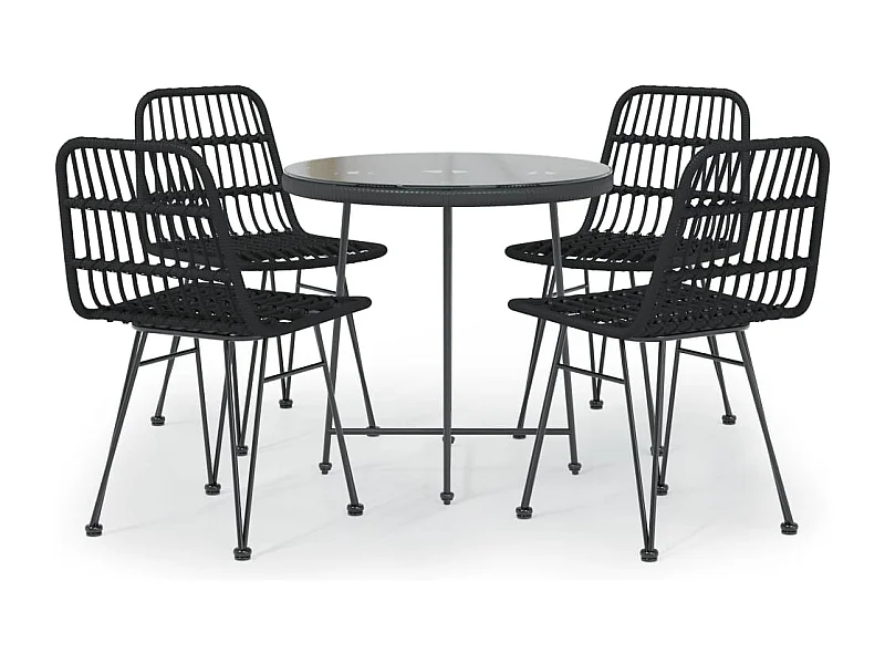 Geira  5-delige Tuinset poly rattan zwart