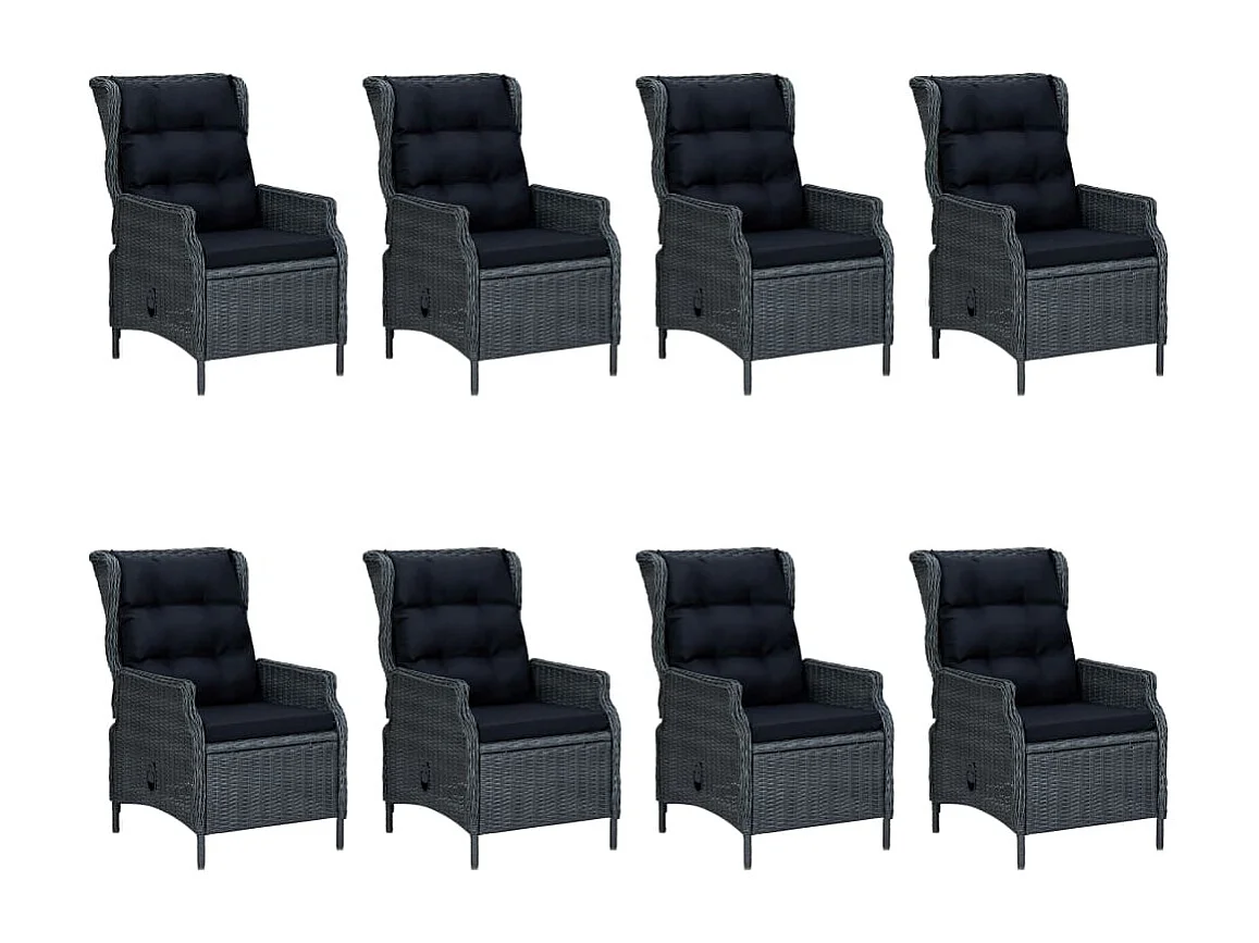 Saint-Denis  Ensemble à manger d'extérieur 9pcs et coussins rotin gris foncé