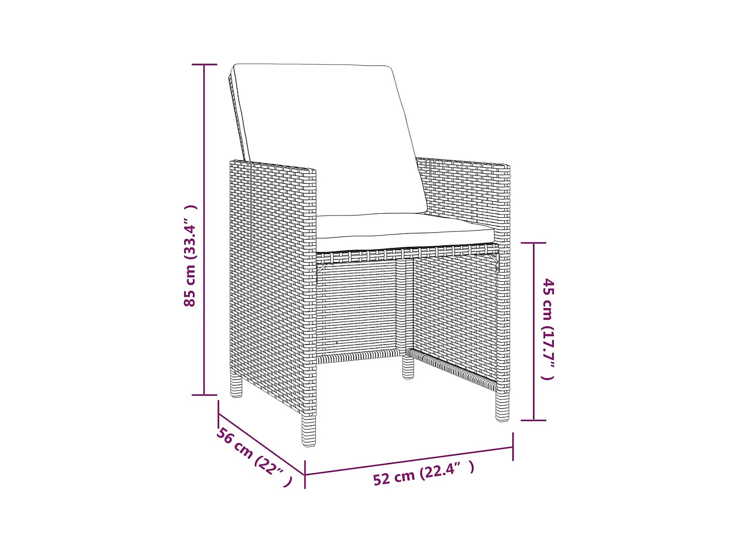 Hugo  Ensemble à manger de jardin coussins 5pcs Résine tressée Gris