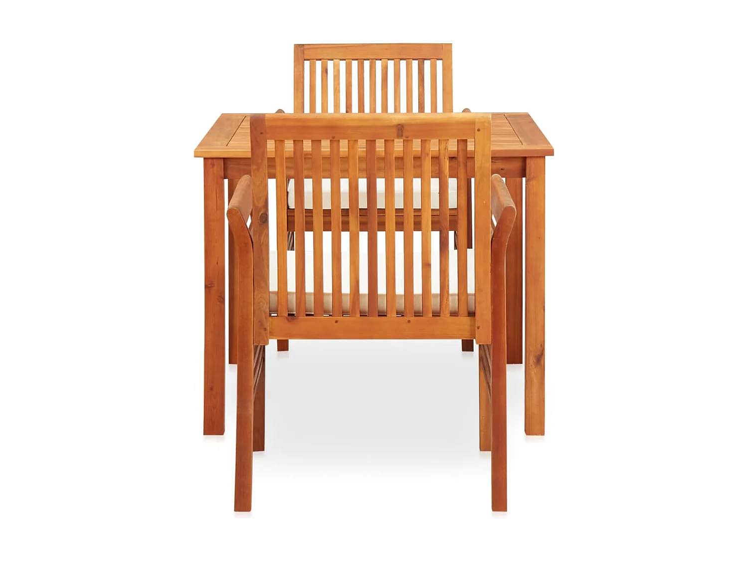 Xendar  Ensemble à manger d'extérieur 3 pcs et coussins Acacia solide