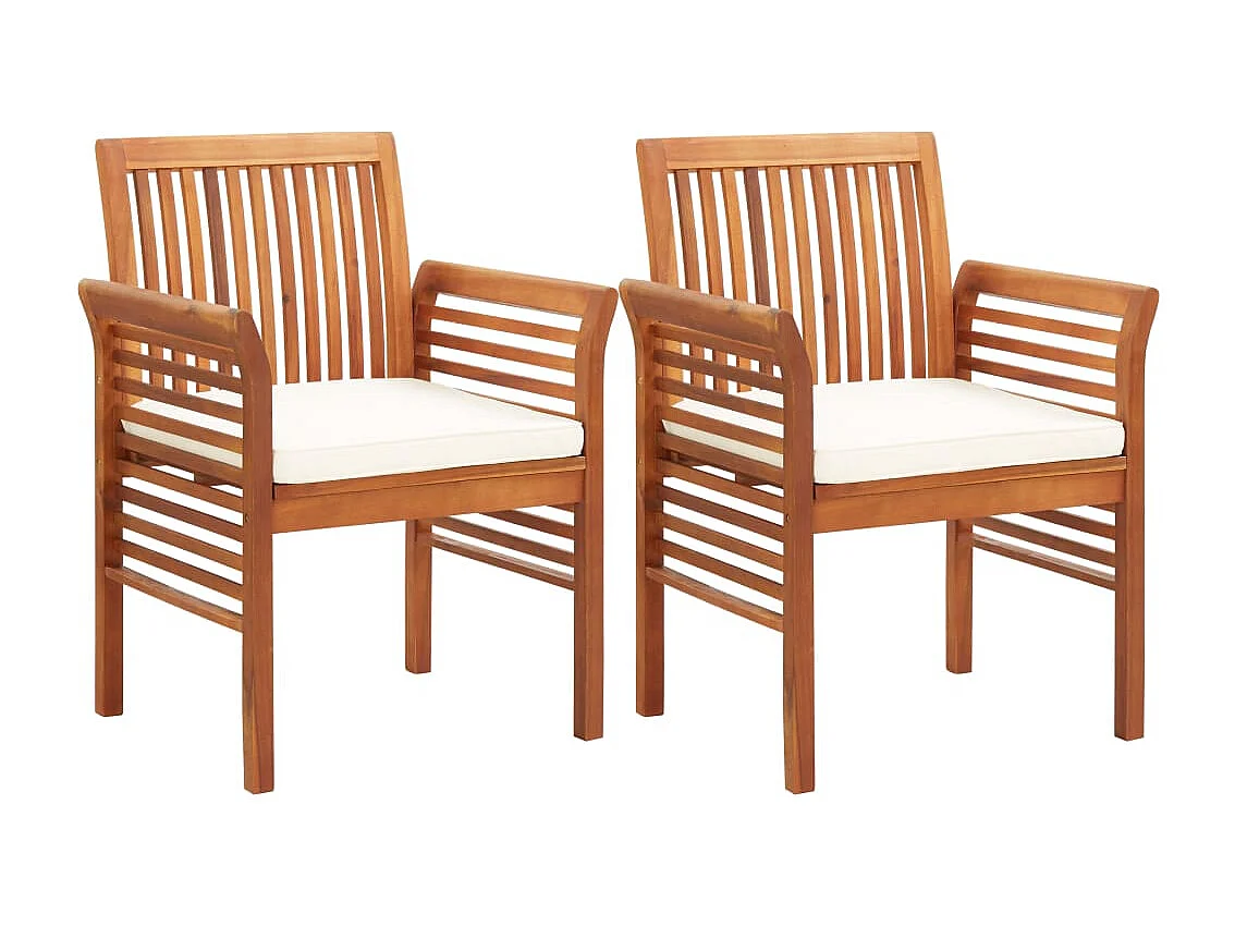 Xendar  Ensemble à manger d'extérieur 3 pcs et coussins Acacia solide