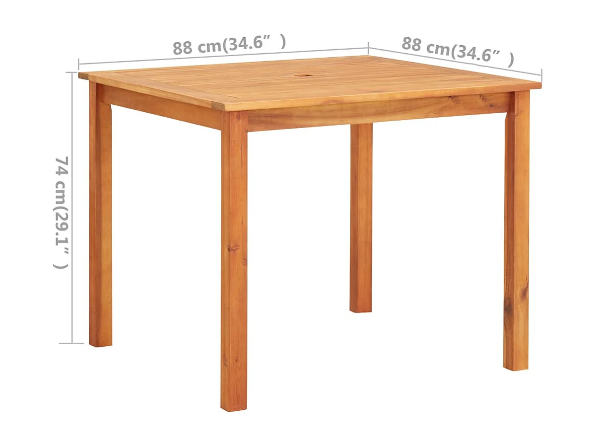 Xendar  Ensemble à manger d'extérieur 3 pcs et coussins Acacia solide