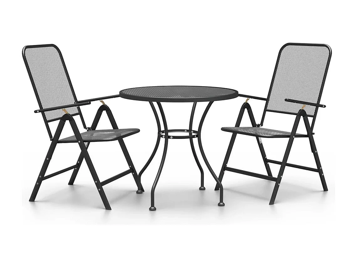 Prolenta Premium -  Set de comedor de jardín 3 pzas malla metal expandido antracita