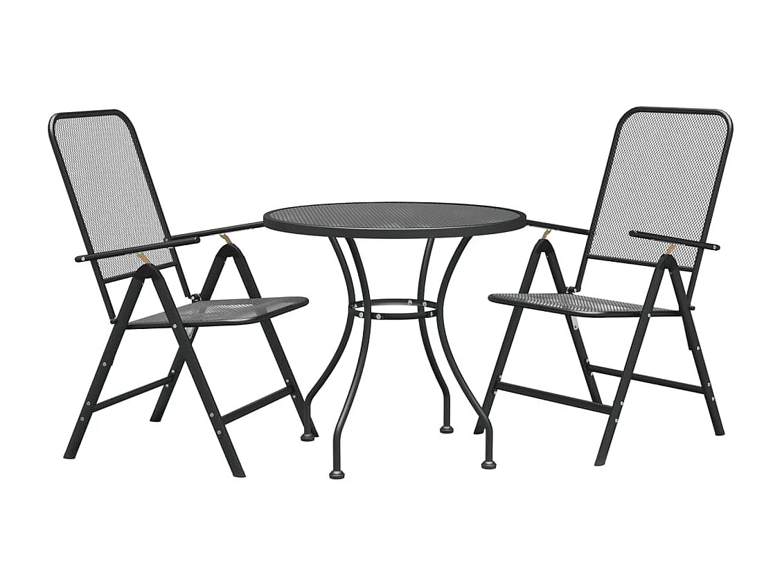Prolenta Premium -  Set de comedor de jardín 3 pzas malla metal expandido antracita