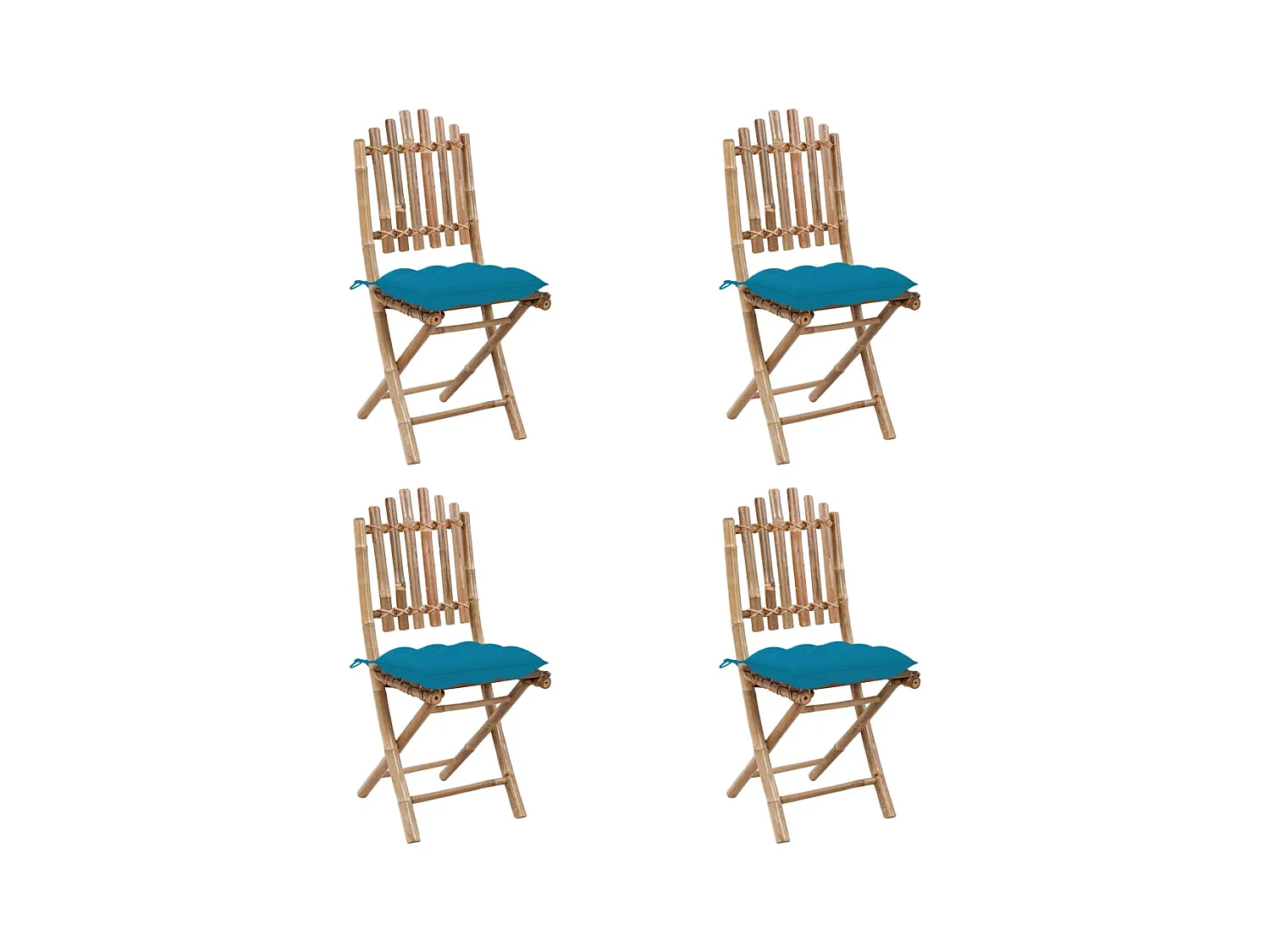 Blaire  Ensemble à manger d'extérieur pliable 5pcs avec coussins Bambou