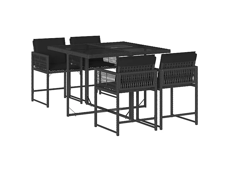 Sharif  Set de muebles jardín 5 pzas con cojines ratán sintético negro