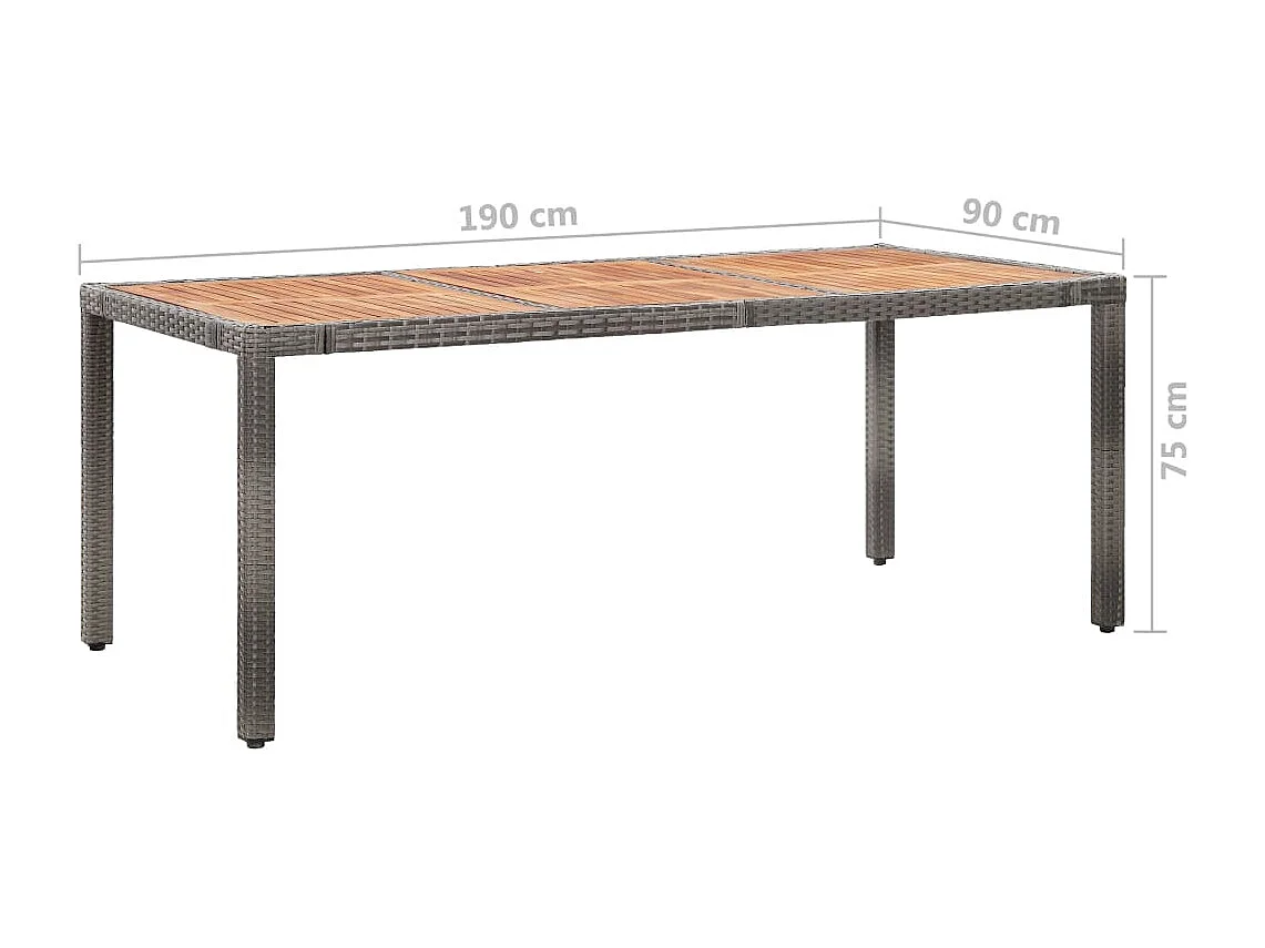 Farina  Set de comedor de jardín 9 pzas y cojines ratán sintético gris