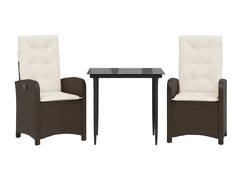 Foothill Farms  Set comedor de jardín 3 piezas y cojines ratán sintético marrón