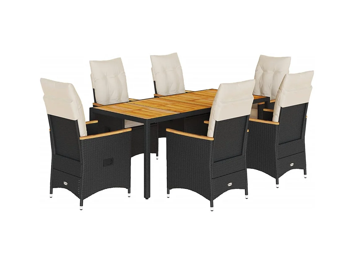 Lapinjärvi  7-delige Tuinset met kussens poly rattan zwart