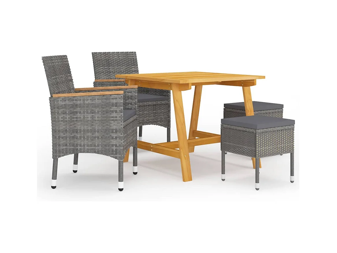 Danesrath  Ensemble à manger de jardin 5 pcs Gris