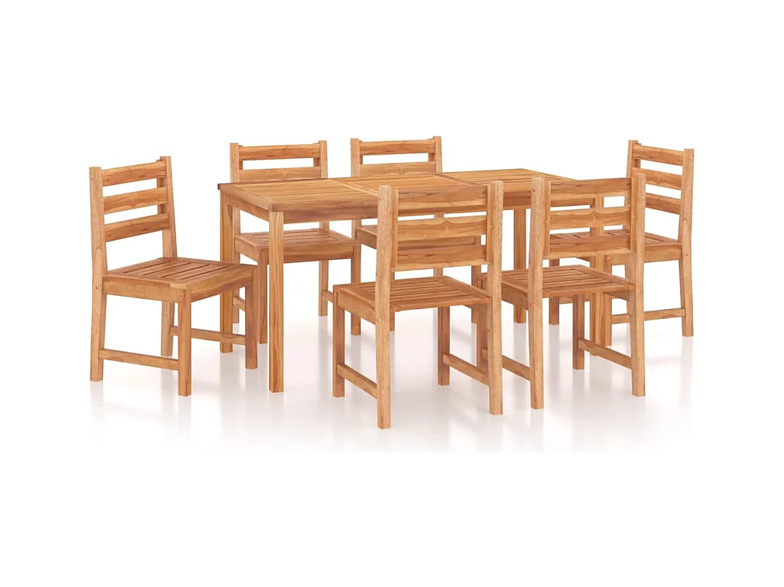 Jornin  Ensemble à manger de jardin 7 pcs Bois de teck solide