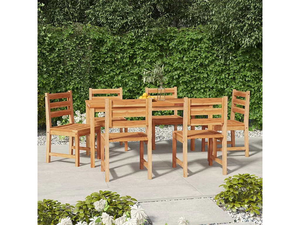 Jornin  Ensemble à manger de jardin 7 pcs Bois de teck solide
