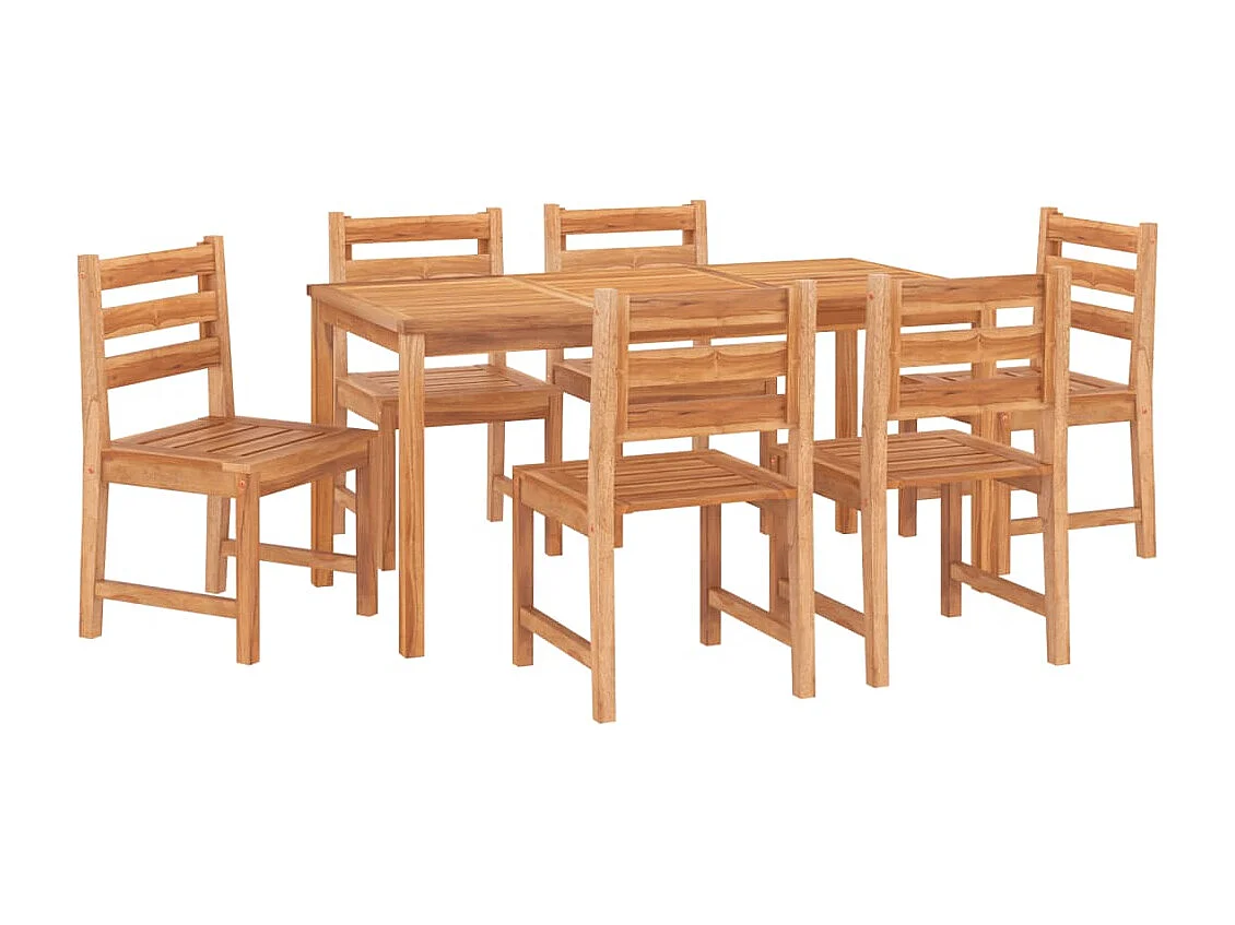 Jornin  Ensemble à manger de jardin 7 pcs Bois de teck solide